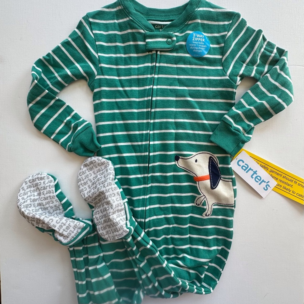 NWT Carters one piece footed sleeper baby boy‎ 18 month puppy dog 2 way zipper